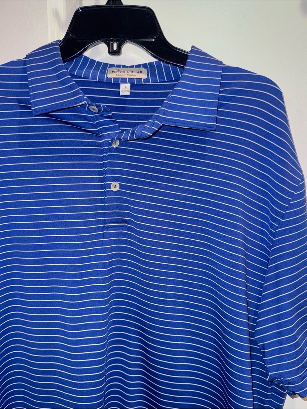 Peter Millar Blue and White Striped Polo